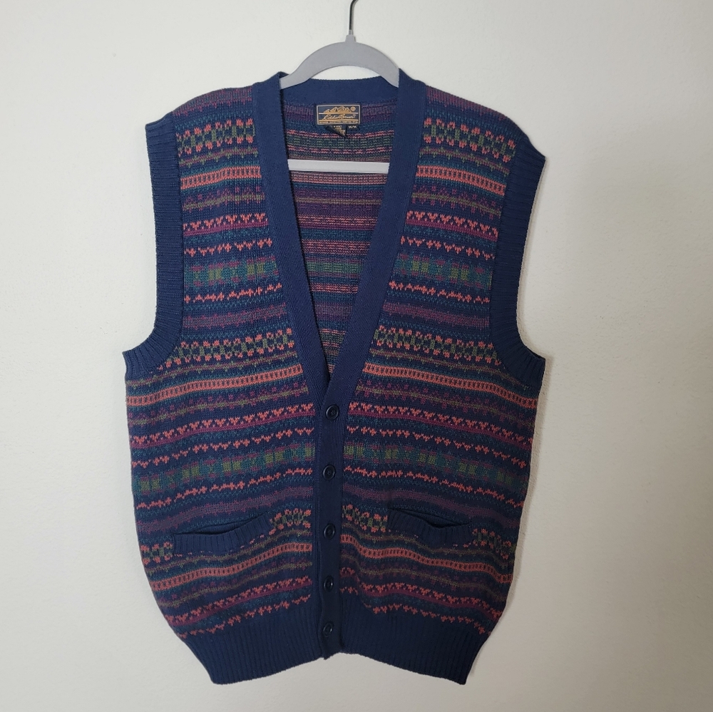 Eddie Bauer Blue Patterned Vest